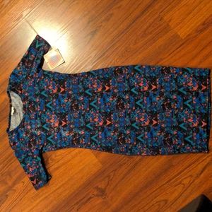 3/$50 - Colorful Geometric Pattern 90s Dress - LuLaRoe Julia - XXS